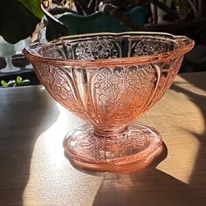 Vtg Jeannette Pink Depression Glass Cherry Blossom Sherbet